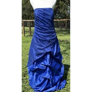 Y2K Onyx Night Gradient sleeves Satin Dress long princess Pleated Gown 12 NWT